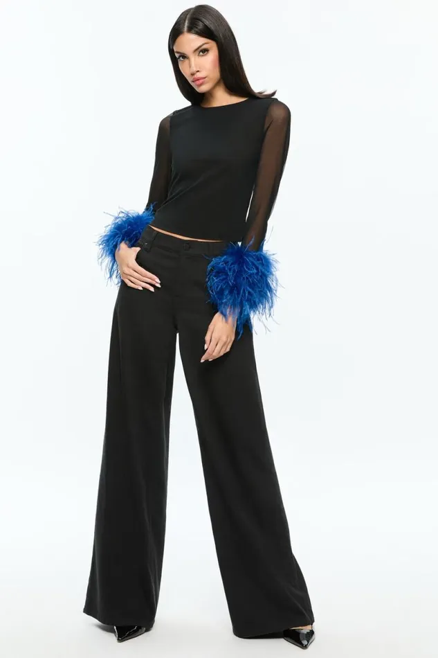 Alice Olivia Delaina Feather Top Blackroyal Women Tops