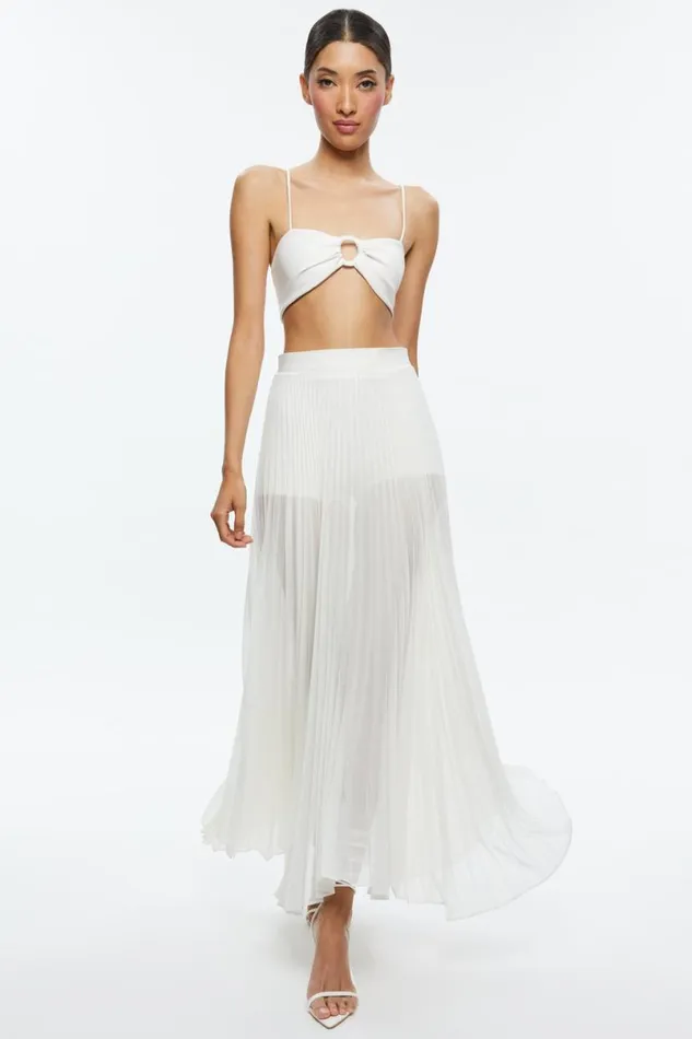 Alice Olivia Essie Vegan Leather Bra Top Off White Women Tops