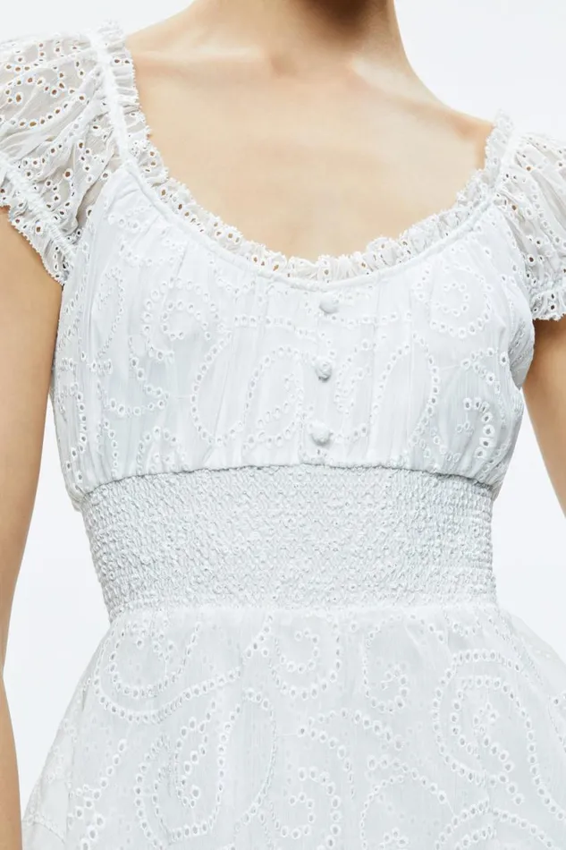 Alice Olivia Gracie Ruffle Romper Off White Women Jumpsuits
