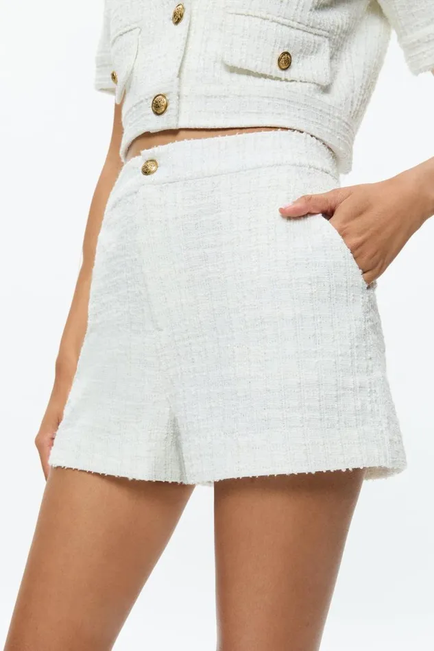 Alice Olivia Ken Tweed Short Off White Women Suits
