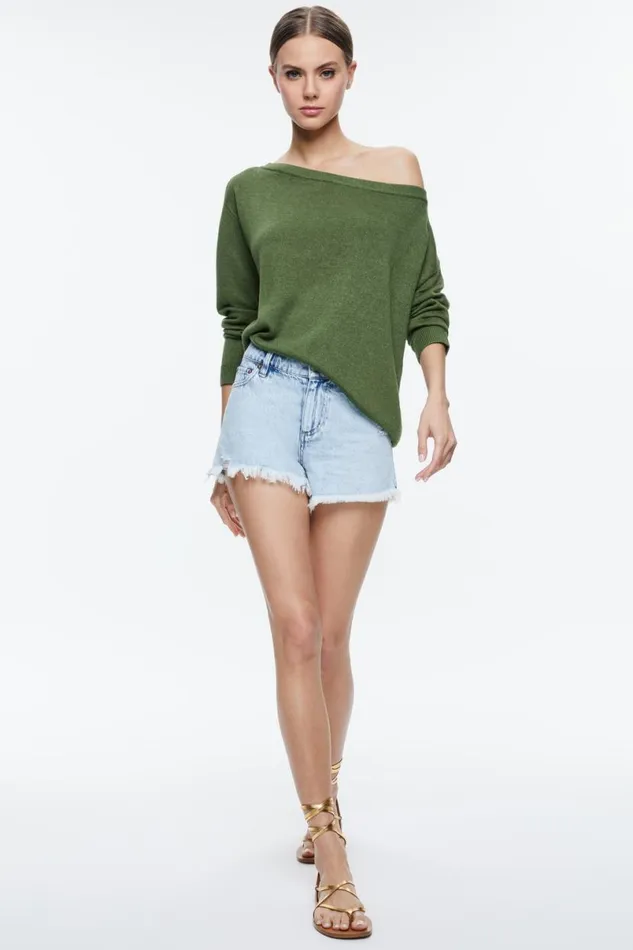 Alice Olivia Marg Slouchy Pullover Avocado Women Sweaters