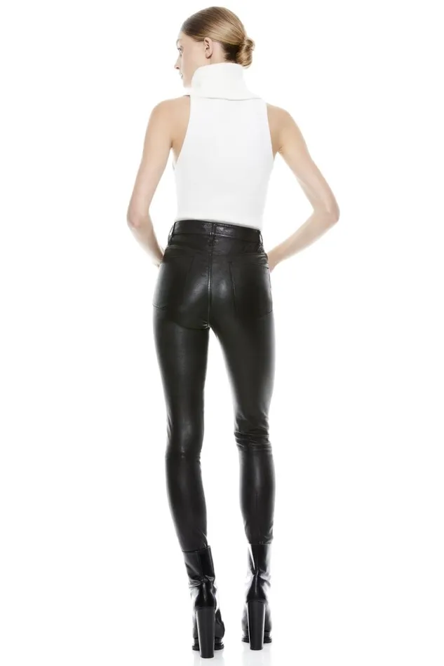Alice Olivia Mikah Leather Pant Black Women Pants