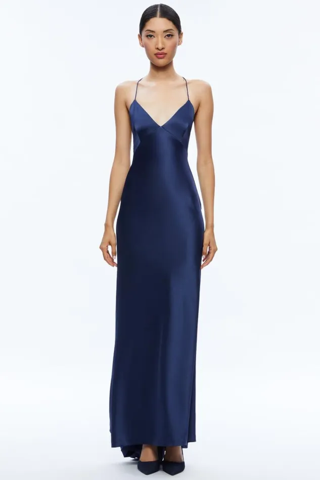 Alice Olivia Montana Tie Back Gown Azure Women Dresses