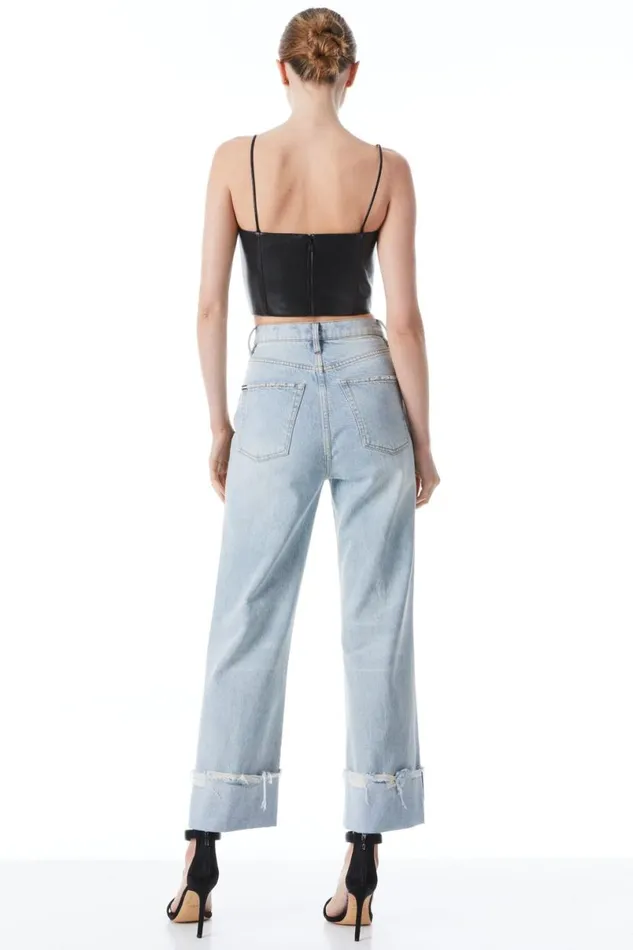 Alice Olivia Pearle Vegan Bustier Black Women Tops