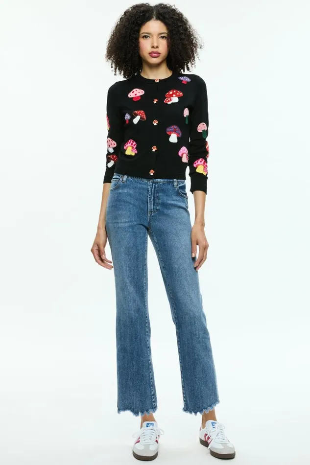 Alice Olivia Ruthy Cardigan Black Multi Women Sweaters