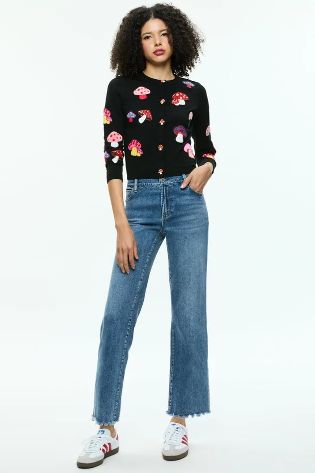 Alice Olivia Ruthy Cardigan Black Multi Women Sweaters