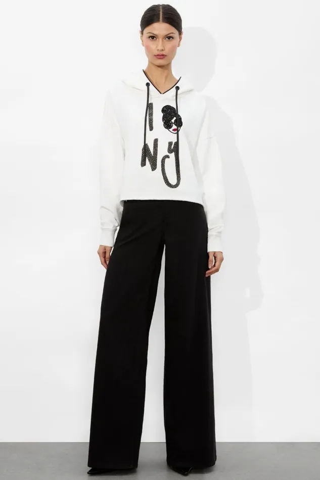 Alice Olivia Sunny Staceface Hoodie Optic White Women Tops