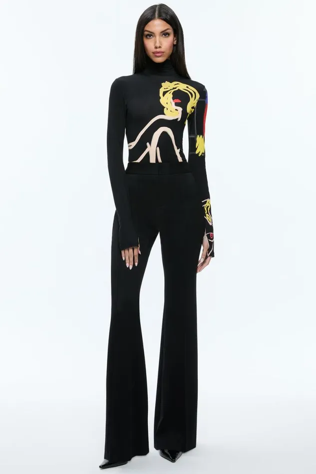 Alice Olivia Tom Wesselmann Delaina Long Sleeve Turtleneck Top Natural Beauty Women Tops