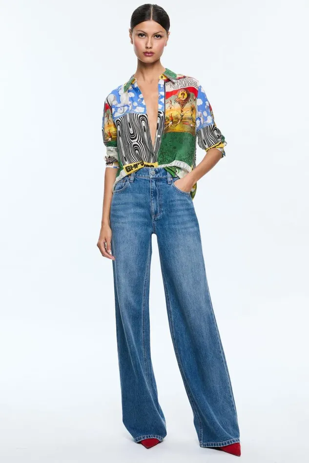 Alice Olivia Willa Placket Top Haute Couture Women Tops