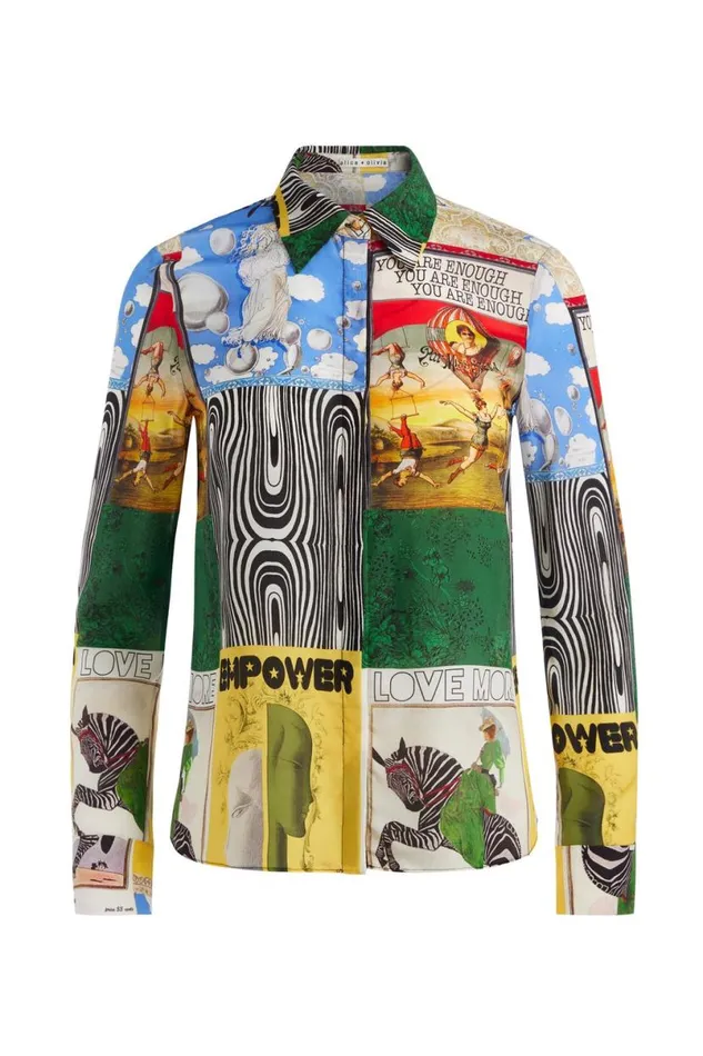 Alice Olivia Willa Placket Top Haute Couture Women Tops