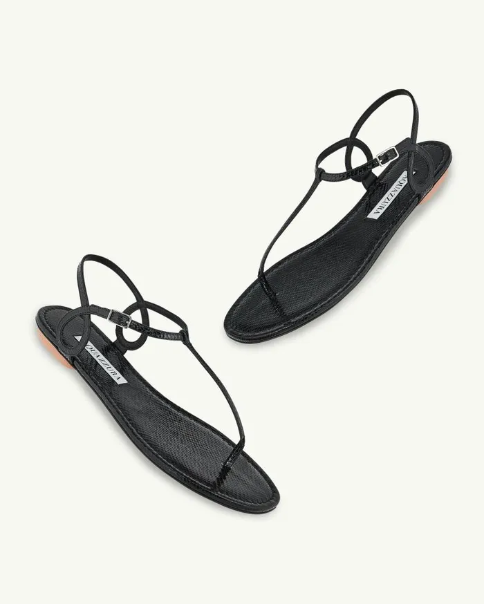 Almost Bare Sandal Flat Black Women Aquazzura Sandals Almost Bare Sandal Flat Black Women Aquazzura Sandals