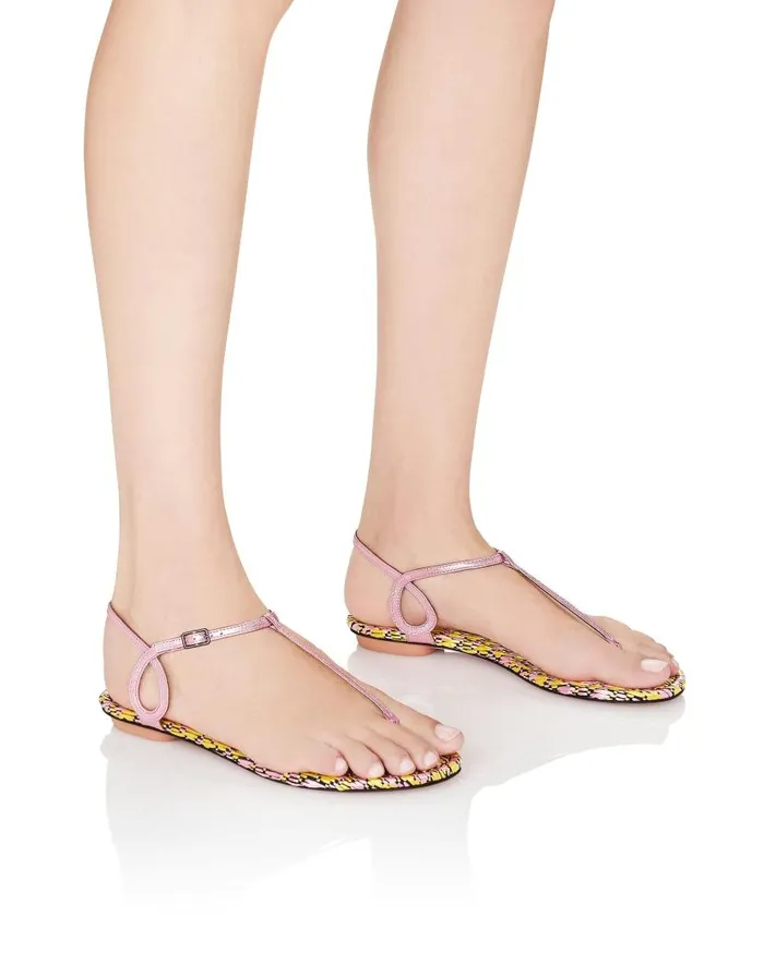 Almost Bare Sandal Flat Pink Women Aquazzura Flats Almost Bare Sandal Flat Pink Women Aquazzura Flats