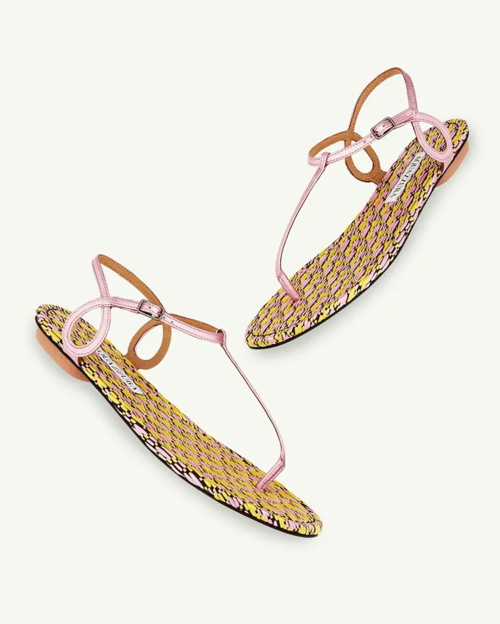 Almost Bare Sandal Flat Pink Women Aquazzura Flats Almost Bare Sandal Flat Pink Women Aquazzura Flats