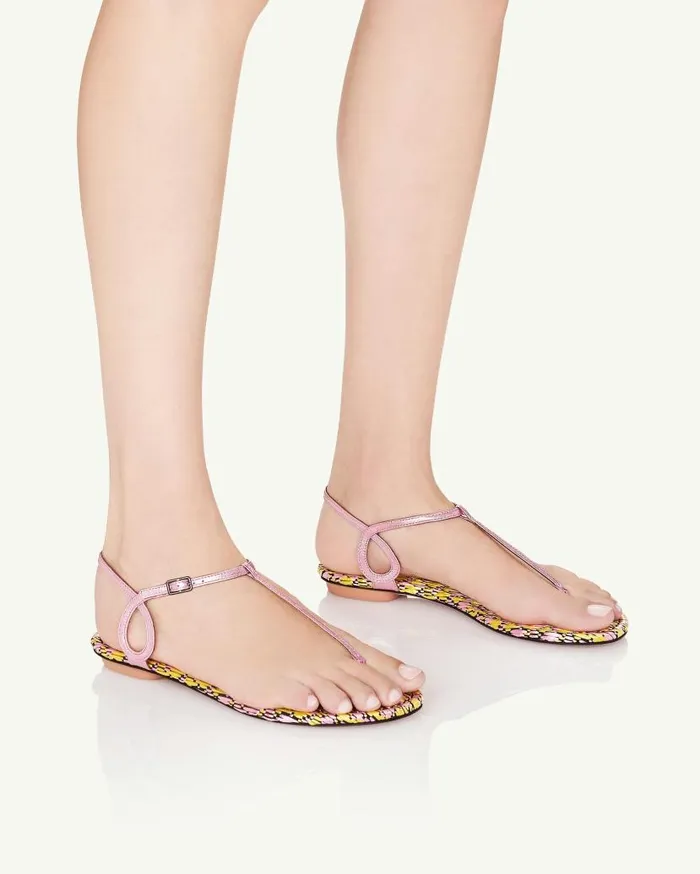Almost Bare Sandal Flat Pink Women Aquazzura Flats Almost Bare Sandal Flat Pink Women Aquazzura Flats