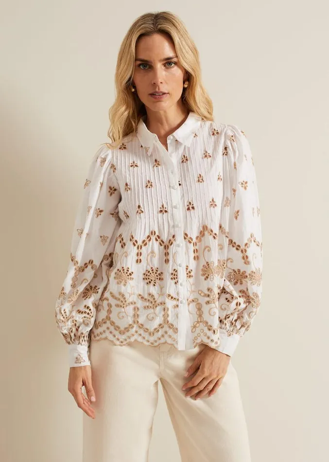 Amaya Broderie Shirt White Women Phase Eight Shirts and Blouses