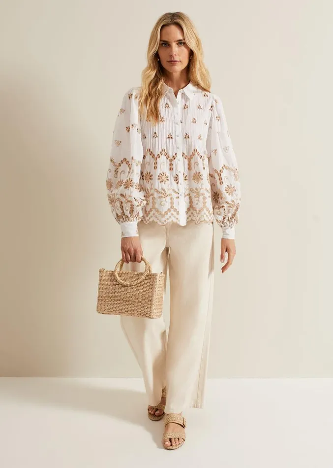 Amaya Broderie Shirt White Women Phase Eight Shirts and Blouses