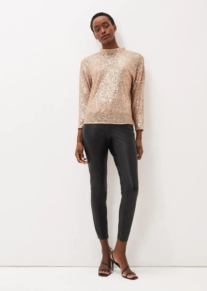 Amina Faux Leather Jegging Black Women Phase Eight Trousers