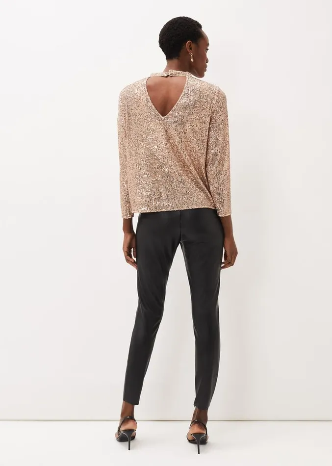 Amina Faux Leather Jegging Black Women Phase Eight Trousers