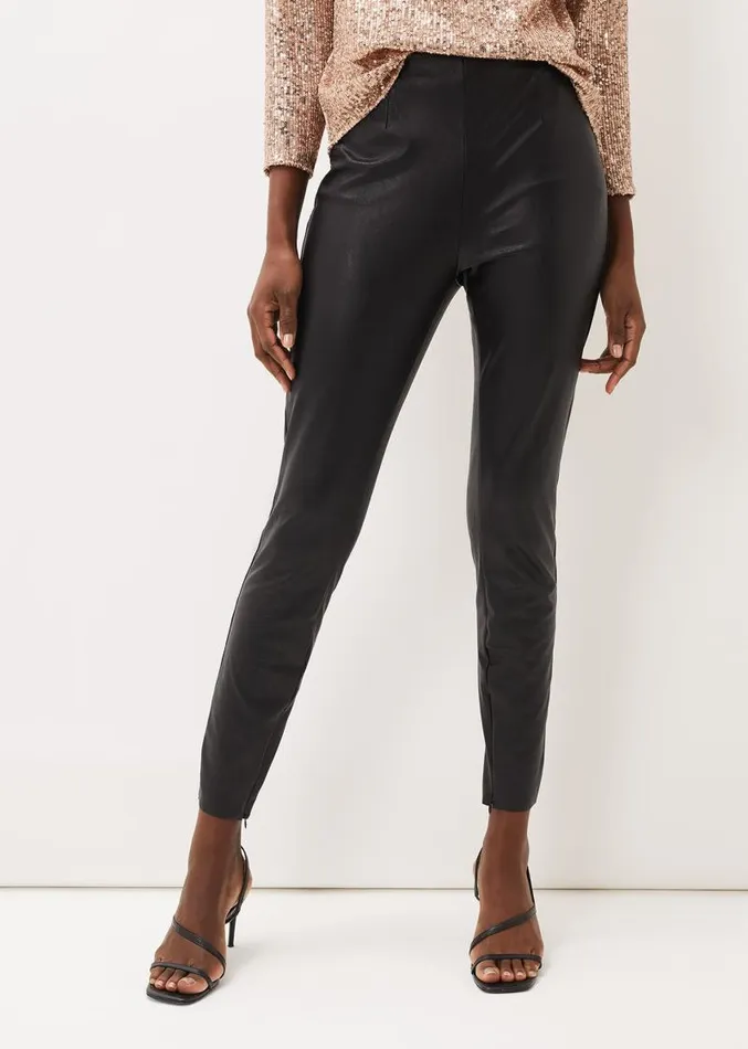 Amina Faux Leather Jegging Black Women Phase Eight Trousers