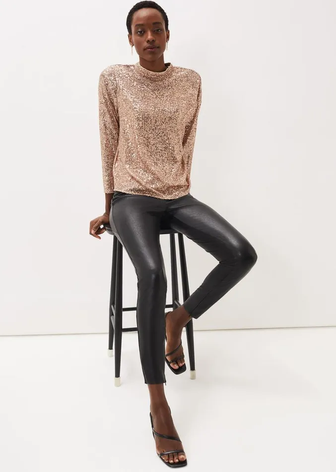 Amina Faux Leather Jegging Black Women Phase Eight Trousers