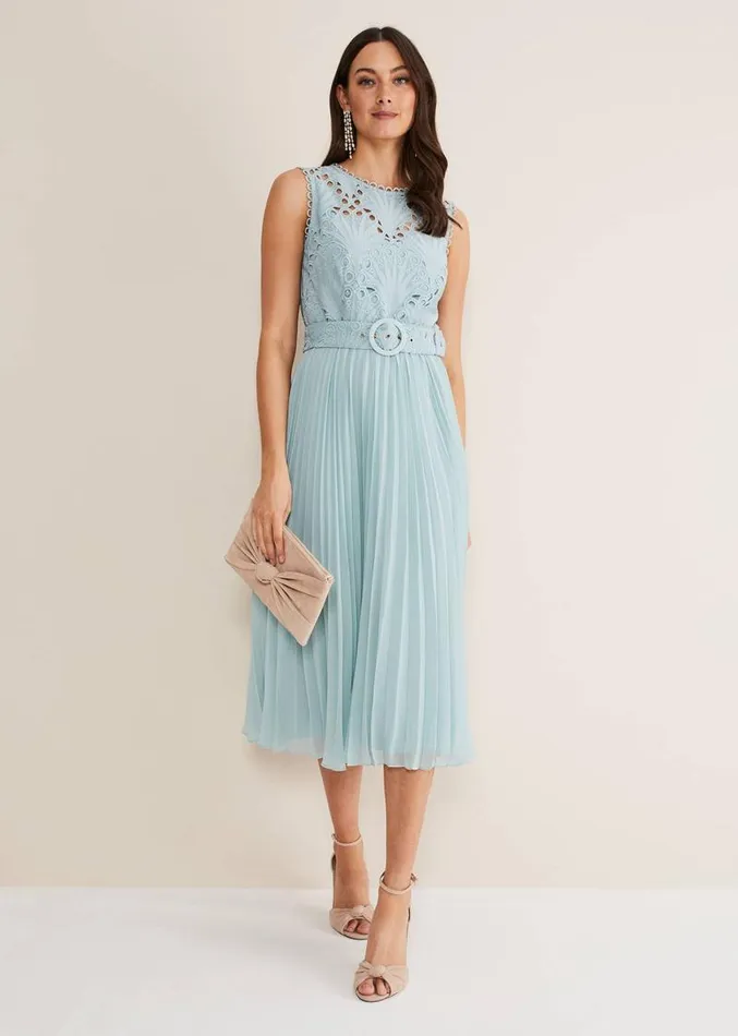 Amora Lace Bodice Midi Dress Peppermint Women Phase Eight Dresses