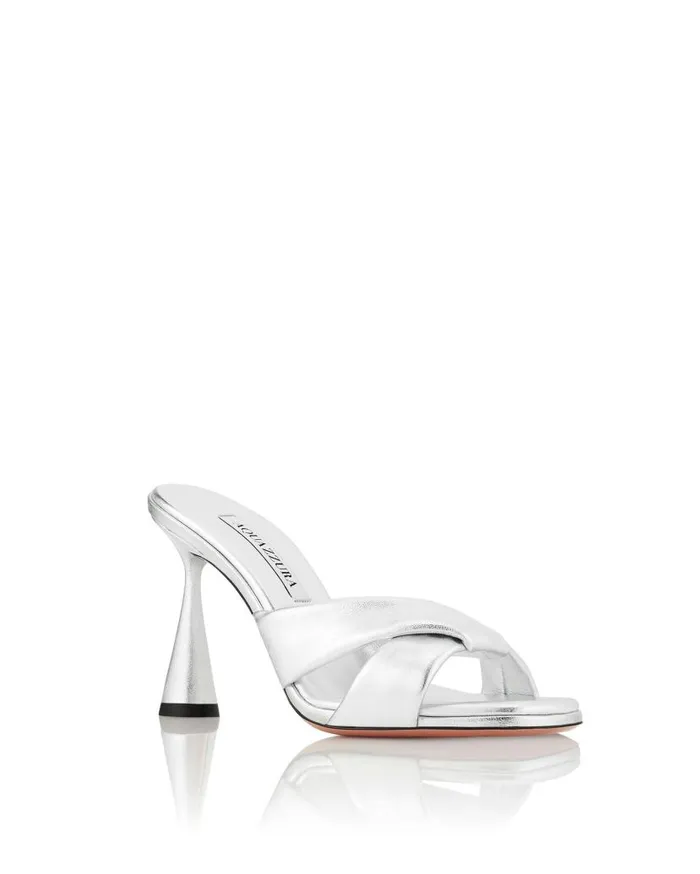 Amore Mule 95 Silver Women Aquazzura Slides and Mules Amore Mule 95 Silver Women Aquazzura Slides and Mules
