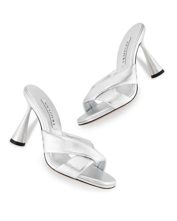 Amore Mule 95 Silver Women Aquazzura Slides and Mules Amore Mule 95 Silver Women Aquazzura Slides and Mules