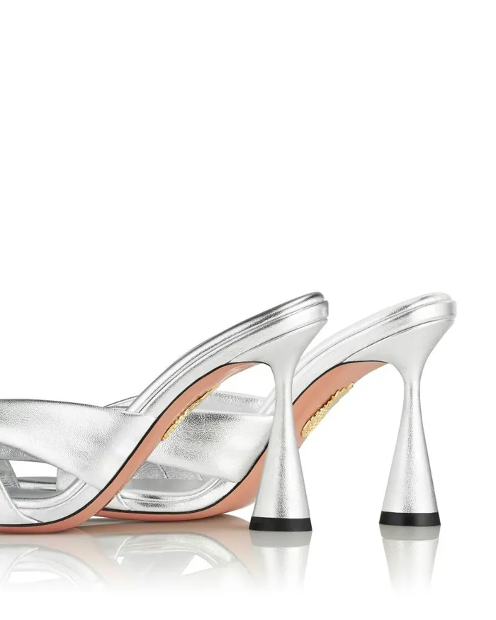 Amore Mule 95 Silver Women Aquazzura Slides and Mules Amore Mule 95 Silver Women Aquazzura Slides and Mules