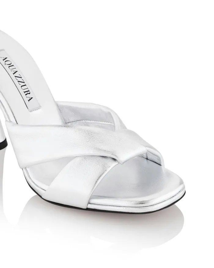 Amore Mule 95 Silver Women Aquazzura Slides and Mules Amore Mule 95 Silver Women Aquazzura Slides and Mules