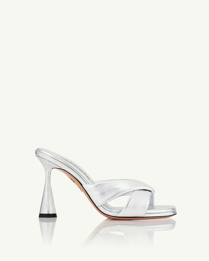 Amore Mule 95 Silver Women Aquazzura Slides and Mules Amore Mule 95 Silver Women Aquazzura Slides and Mules