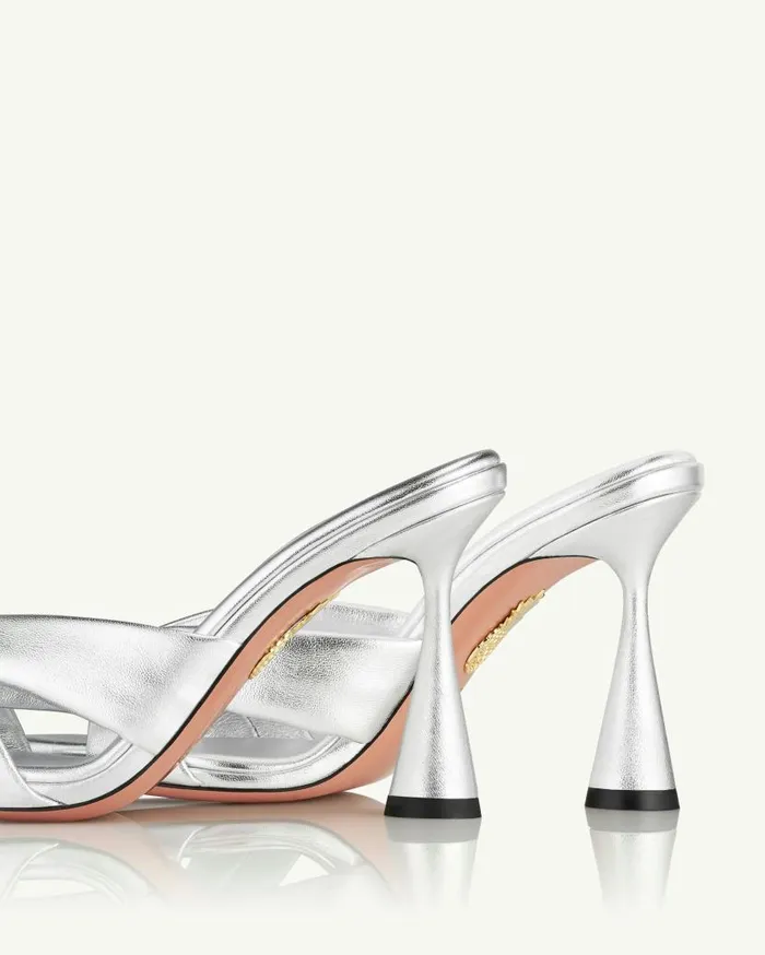 Amore Mule 95 Silver Women Aquazzura Slides and Mules Amore Mule 95 Silver Women Aquazzura Slides and Mules