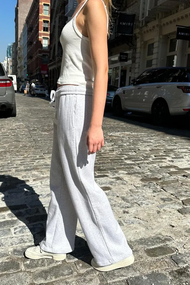 Anastasia Tie Sweatpants Silver Grey Women Brandy Melville Sweatpants and Sweatshirts