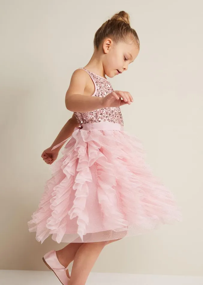 Andrina Sequin Ruffle Dress Pale Pink Women Phase Eight Dresses