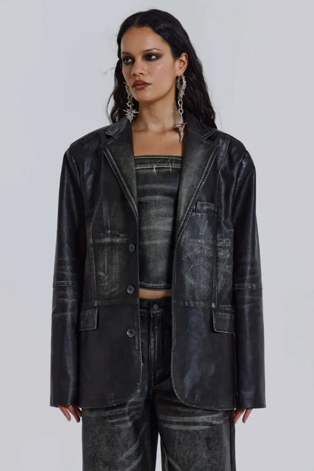Ash Faux Leather Blazer Black Women Jaded London