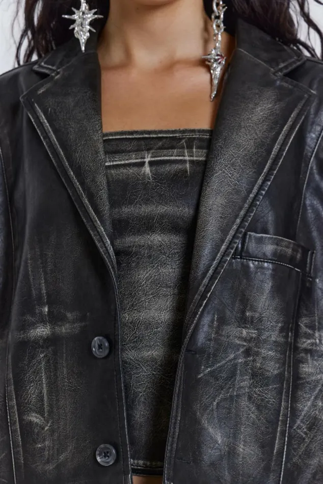 Ash Faux Leather Blazer Black Women Jaded London Ash Faux Leather Blazer Black Women Jaded London