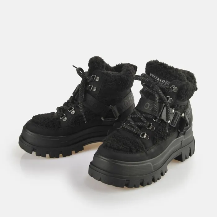 Aspha Com Mid Warm Black Buffalo Boots and AnkleBoots Aspha Com Mid Warm Black Buffalo Boots and AnkleBoots