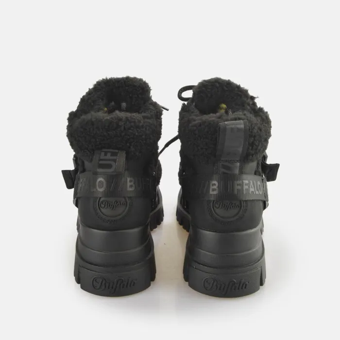 Aspha Com Mid Warm Black Buffalo Boots and AnkleBoots Aspha Com Mid Warm Black Buffalo Boots and AnkleBoots