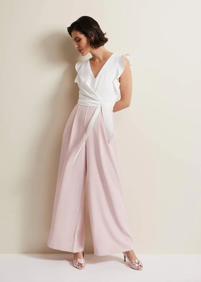 Ayla Ruffle Jumpsuit Pink Women Phase Eight Dresses