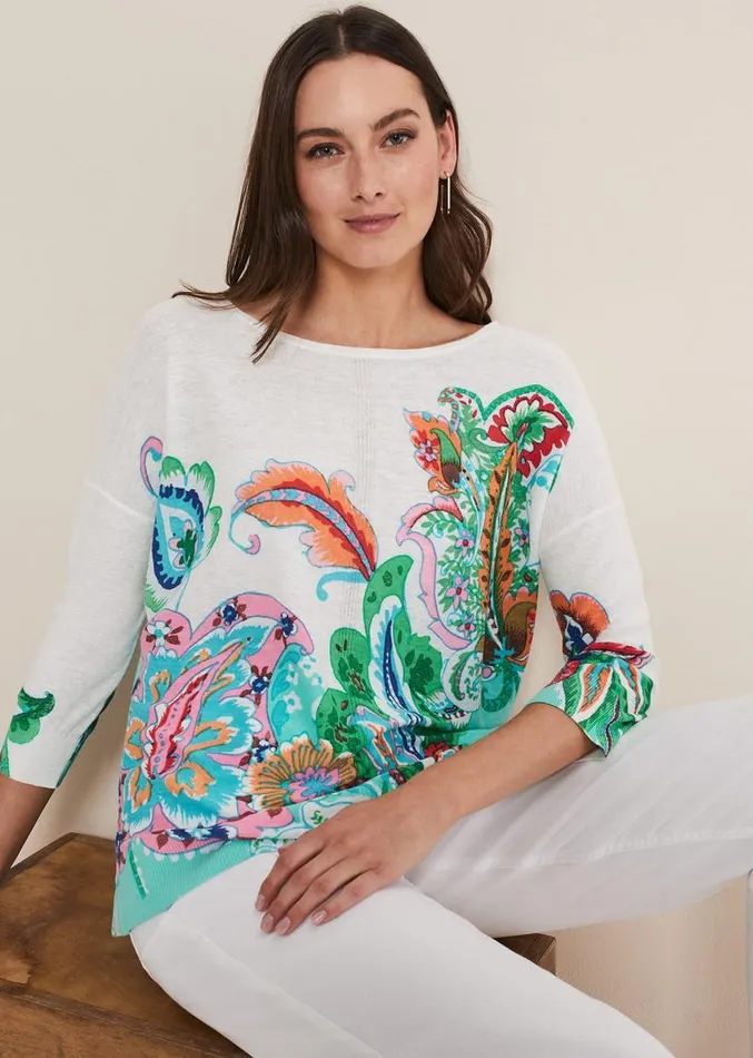 Azalia Paisley Print Knit Multicoloured Women Phase Eight Knitwear