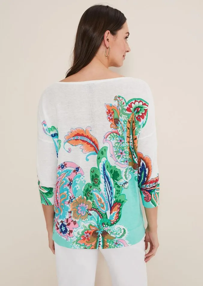 Azalia Paisley Print Knit Multicoloured Women Phase Eight Knitwear
