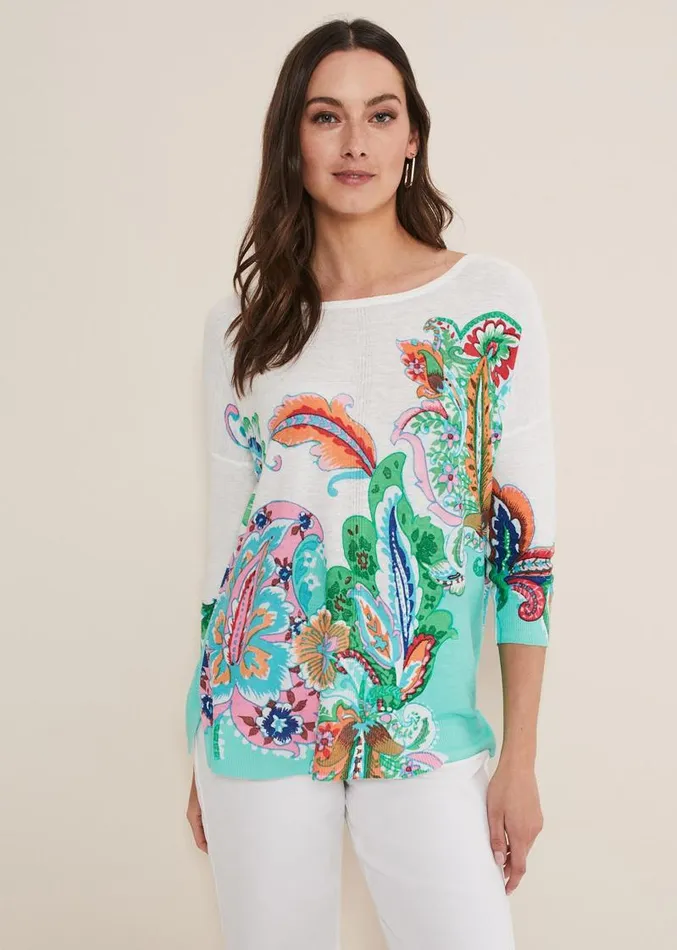 Azalia Paisley Print Knit Multicoloured Women Phase Eight Knitwear
