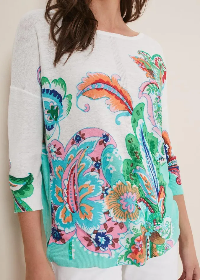 Azalia Paisley Print Knit Multicoloured Women Phase Eight Knitwear