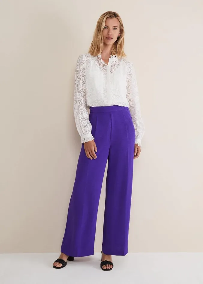 Azylnn Purple Wide Leg Trousers Purple Women Phase Eight Trousers
