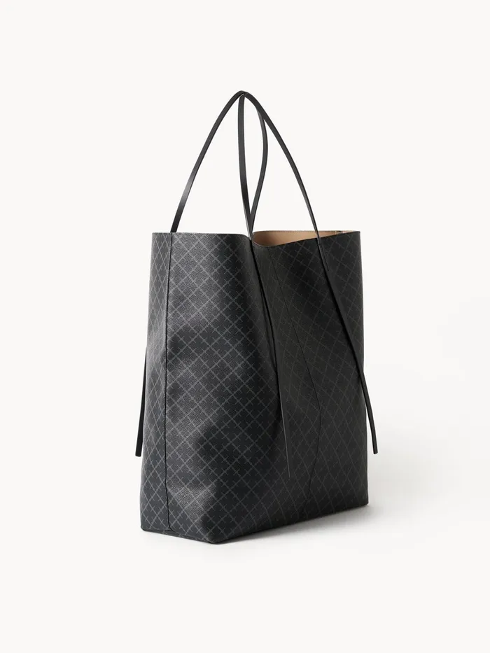 Bags Women By Malene Birger Abrille Printed Tote Bag Charcoal