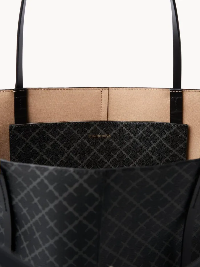 Bags Women By Malene Birger Abrille Printed Tote Bag Charcoal