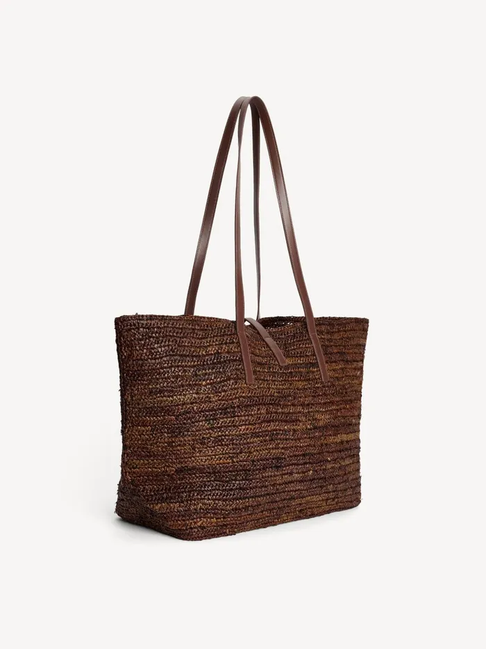 Bags Women By Malene Birger Palla Straw Tote Bag Bison