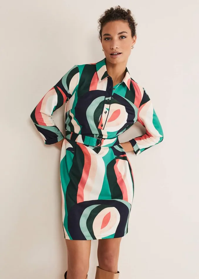 Beth Swirl Belted Shift Dress Greenmulti Women Phase Eight Dresses