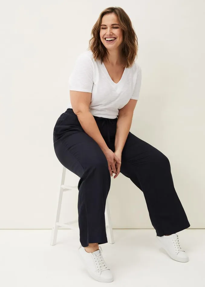Bethany Linen Trousers Navy Women Phase Eight Trousers