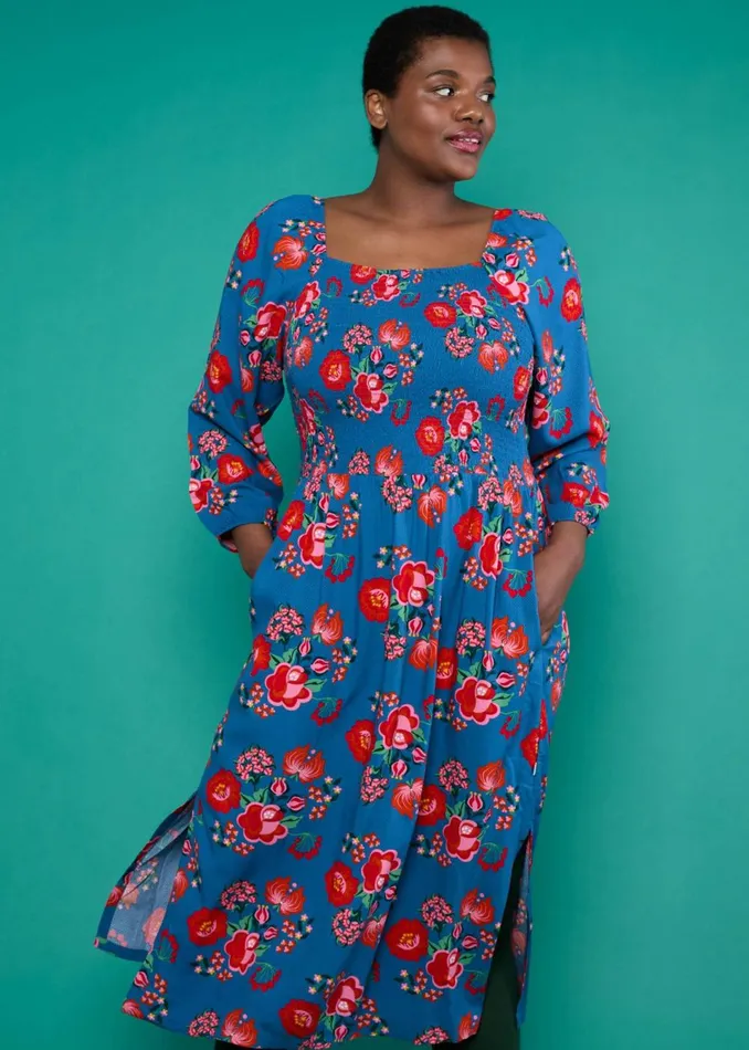 Blutsgeschwister Midi Dress Golden Maiden Blue Women Dresses