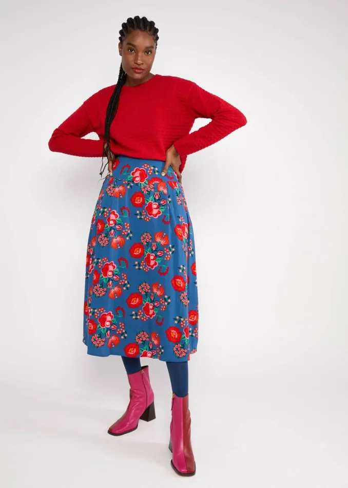 Blutsgeschwister Midi Skirt Happy Hips Blue Women Skirts